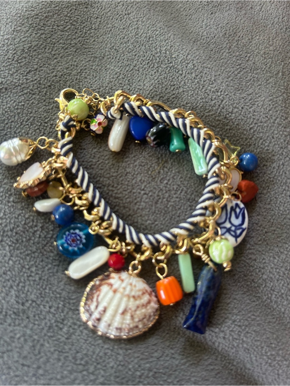 NWOT Atterri Gold Multi-Color Beachy Charm Bracelet